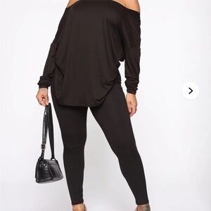 Fashion Nova Black Women's leggings and twist back out set